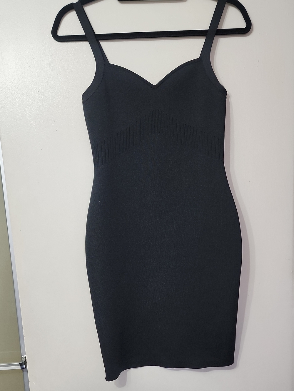 bebe Black Mini Bodycon Dress with Sweetheart Neck